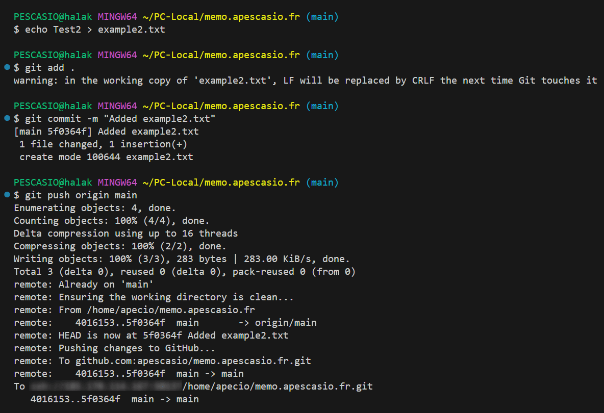 Second git push from Local PC