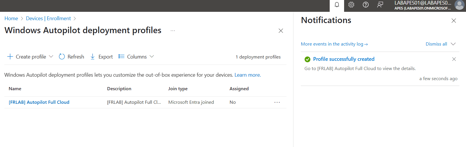 Creating an Autopilot profile 5