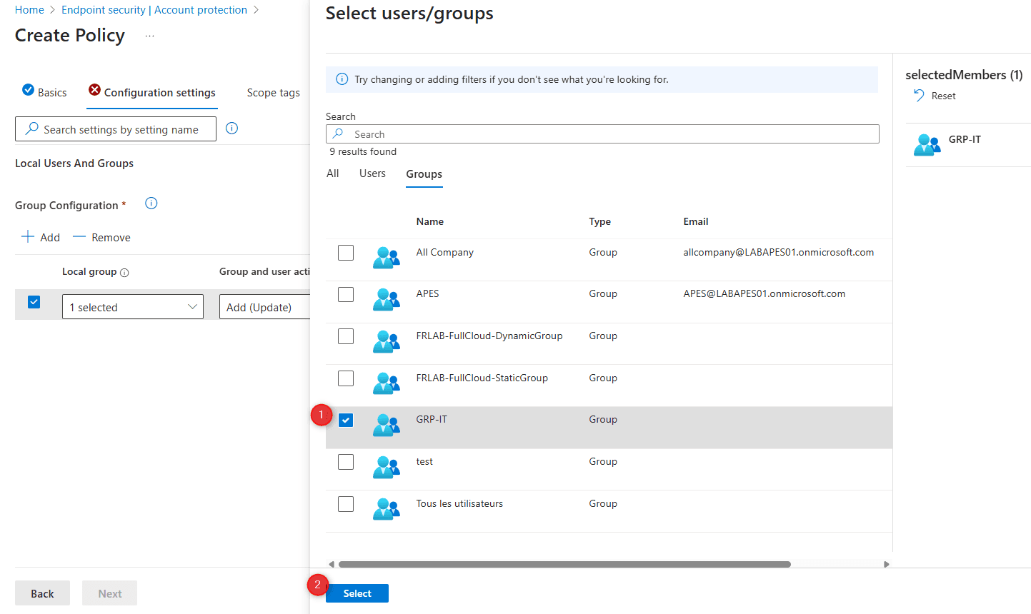 Group Admin Policy Intune Lab 5