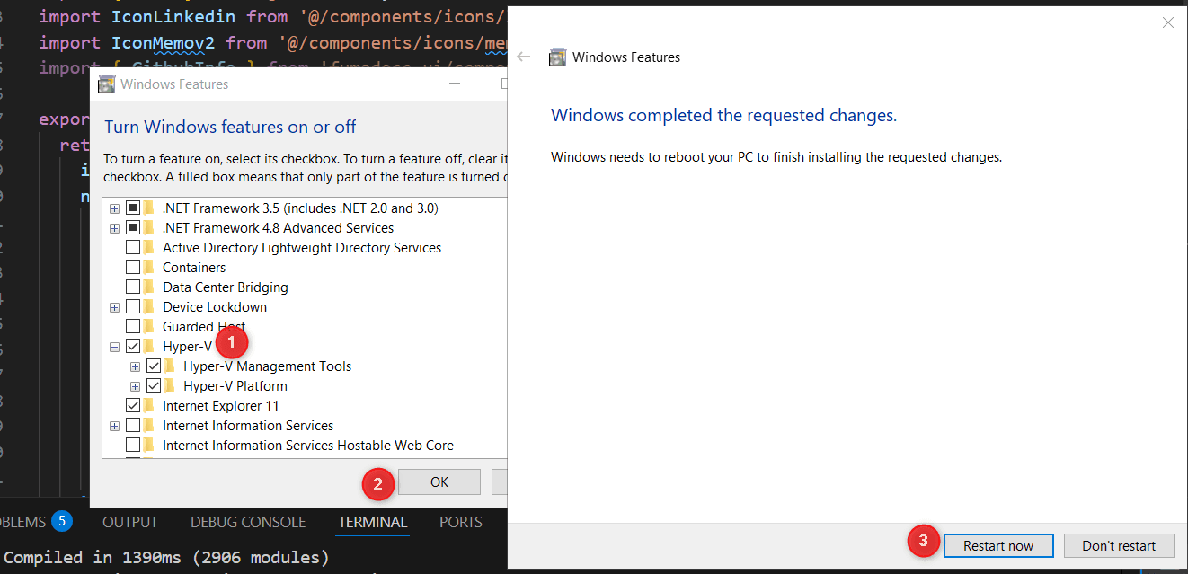 Enable Hyper-V and reboot
