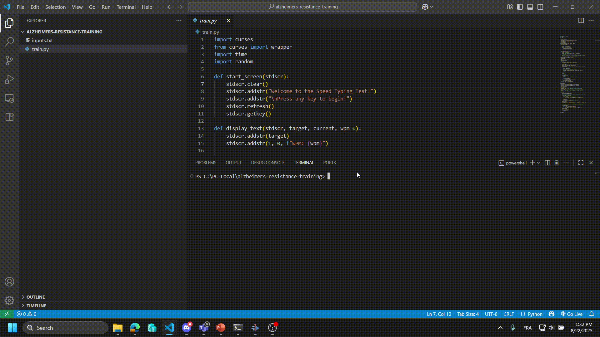 Entrenar PPM y Memoria - Aplicación Python