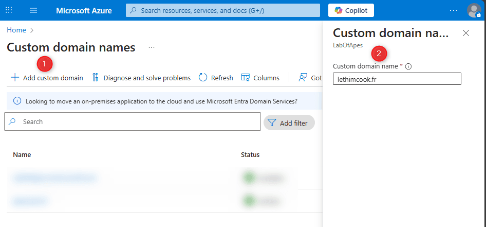 Agregar dominio paso 1