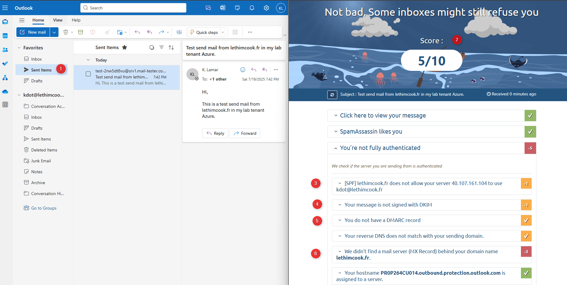 Registros SPF, MX, DKIM, DMARC faltantes