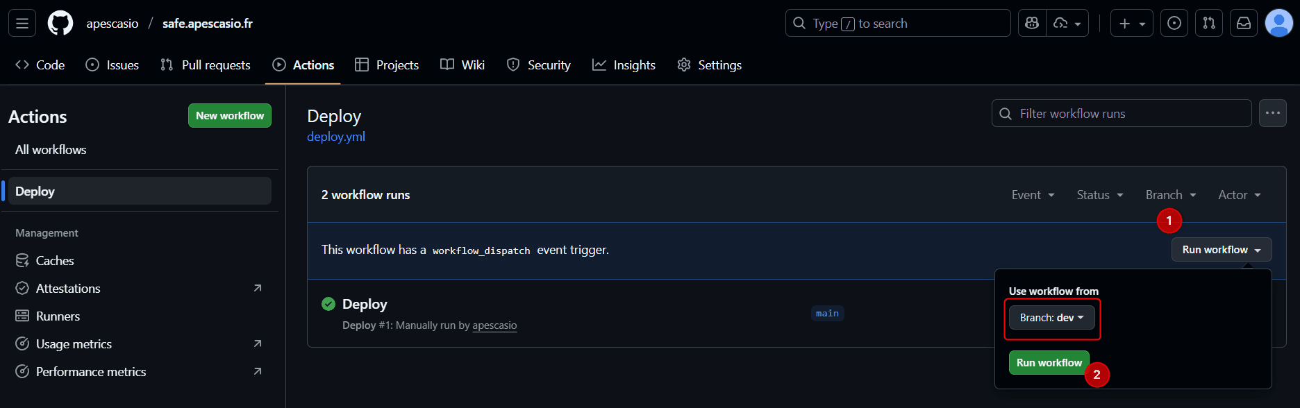 FOUR GitHub Deploy from Dev
